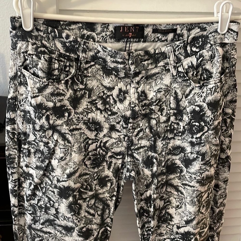 7 for all Mankind Jen 7 ankle length skinny floral print cotton pants